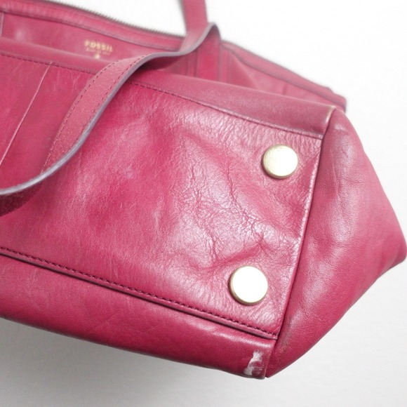 Fossil Leather Y2K Sydney Shopper Tote Red Shoulder Bag Purse Handbag With Flaws - Picture 15 of 15